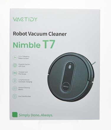 Робот-пилосос Vactidy Nimble T7 з функцією вологого прибирання, 2800Па, 120 хв автономної роботи, керування через Alexa, App, Siri, для шерсті тварин і килимів