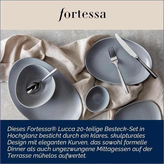Набір столових приборів Fortessa Lucca 20 предметів, нержавіюча сталь, гранований дизайн