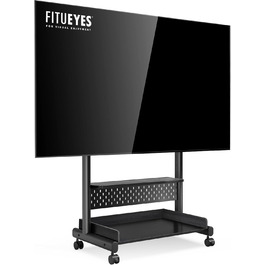 Підлогова стійка для телевізора FITUEYES на колесах, регульована висота, для ТВ 40-85 дюймів, до 60 кг, VESA 600x400, чорна