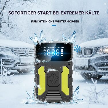 Пусковий пристрій (бустер) для авто 3000A з компресором 150 PSI, портативний Powerbank для PKW, SUV, дизель до 8L, з LED-ліхтарем та PD