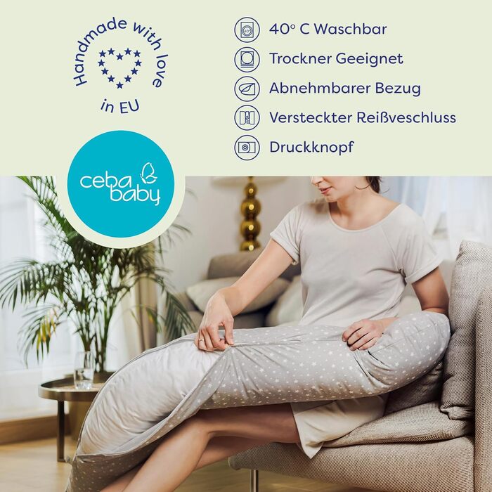 Подушка для годування та вагітних Ceba Baby Wildblumen XXL, 190 см, 100% бавовна, сертифікат OEKO-TEX