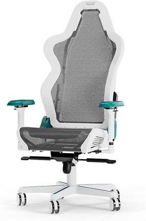 Ігрове крісло DXRacer Air R1S, сітчасте, біло-бірюзово-сіре, до 200 см