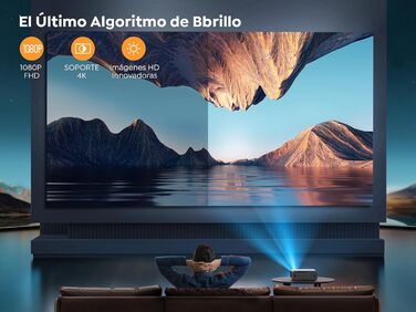 Проектор YABER One Dark Pro: Full HD 1080p (підтримка 4K), автофокус, корекція трапецієподібних викривлень, WiFi 6, Bluetooth, портативний домашній кінотеатр для смартфонів, PS5 та Fire TV Stick, до 300 дюймів