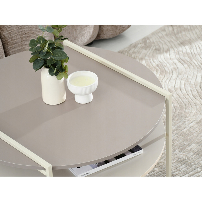 Журнальний стіл Mebel-Partner круглий, 80 x 80 x 45 см, кремовий, відтінки бежевого