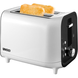 Тостер Unold Shine White 38410 на 2 скибки, 800 Вт, 4 функції (підсмажування, розморожування, підігрів, стоп), піддон для крихт, охолоджуваний корпус, насадка для булочок