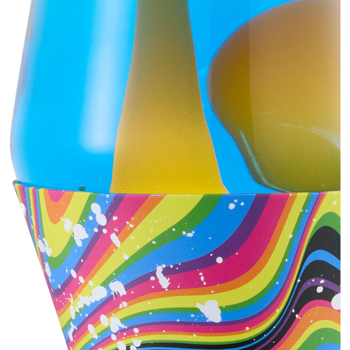 Класична лавова лампа Lava The Original Lamp Warped Rainbow (36.8 см) — жовтий віск та синя рідина, декоративний світильник Liquid Motion