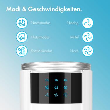 Вентилятор-колона VonHaus 87 см, електричний, тихий, з дистанційним керуванням, для будь-якого приміщення, підлоговий, 2 швидкості, гарантія 2 роки