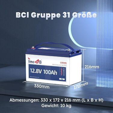 LiFePO4 акумулятор Timeusb Pro 12V 100Ah 640Wh з BMS 50A, літій-залізо-фосфатна батарея