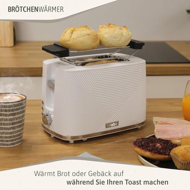 Тостер Briebe Elegance Brotor, 2 відділення, 7 режимів підсмажування, білий - електричний тостер з підігрівом та функцією скасування