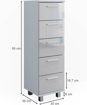 Пенал для ванної Vicco Ilias, білий глянець, 30x95 см