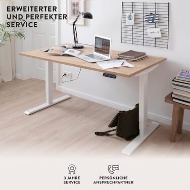 Електричний письмовий стіл boho office, 140х80 см, білий, регульована висота, 2 мотори, 3-секційний, з пам’яттю, стільниця Multiplex, RAL9016
