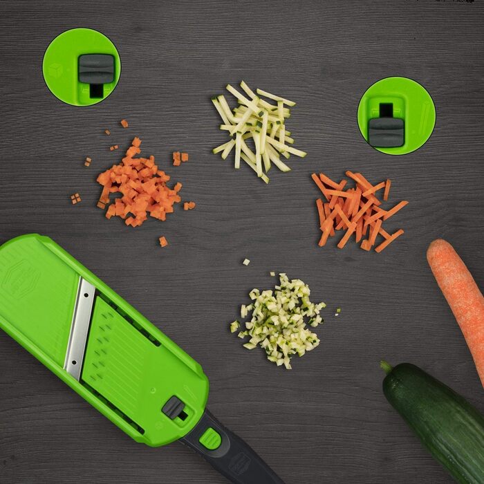 Овочерізка Börner Multi Dicer & Julienne, кухонний набір для нарізки кубиками та соломкою, дві насадки, для овочів і фруктів, зелено-сіра
