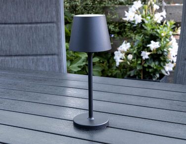 Настільна LED-лампа ChiliTec, акумуляторна, димована, 30 см, USB зарядка, для дому та вулиці, IP44, тепле біле світло, сенсорний вимикач, чорна