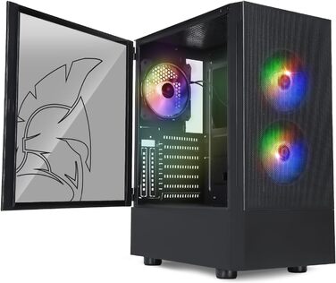 Корпус для ігрового ПК EMPIRE GAMING Sapphire ARGB, середній Tower ATX/Micro-ATX/ITX, бокова панель із загартованого скла, 3 вентилятори 120 мм ARGB, MB Sync, чорний