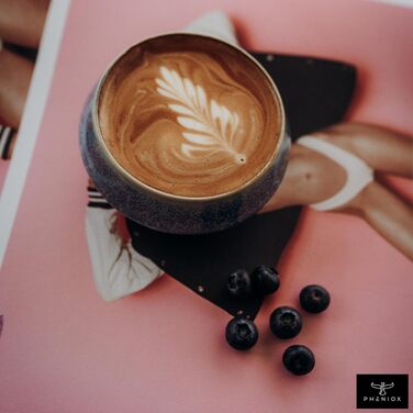 Набір чашок для капучино та лате-арт Pheniox Barista, порцелянові, 2 шт по 180 мл, темно-сині