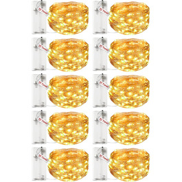 LED гірлянда на батарейках з таймером, 3 м, 30 LED, мідний дріт, тепле біле світло, комплект 10 шт. – для декору, вечірок, весілля, Різдва, Хелловіну