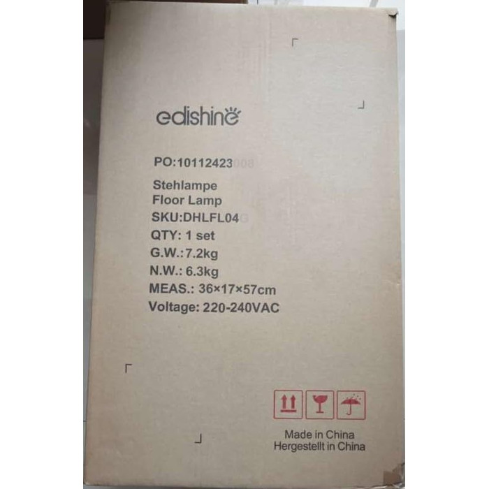 Торшер EDISHINE димований для вітальні, E27 з LED-лампою і пультом, плавне регулювання яскравості та кольору, висота 143-176 см, поворотна головка, чорний