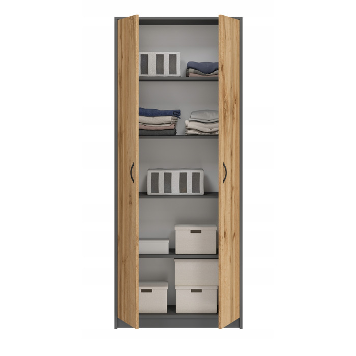 Стелаж SaraMeble 75 x 180 x 35 см, антрацит, дуб вотан, графіт