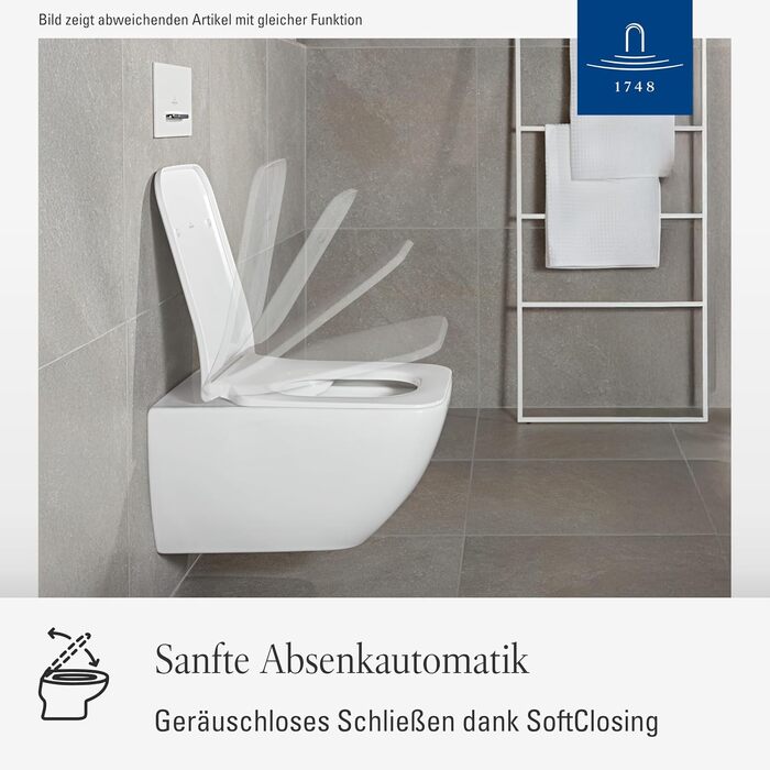 Сидіння для унітазу Villeroy & Boch Subway 2.0 SlimSeat D-подібне, біле глянцеве, з мікроліфтом (Duroplast), 9M68S101