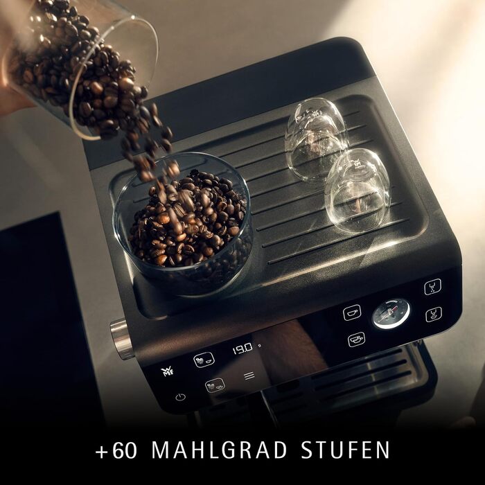 Напівавтоматична кавомашина WMF Espresso Pro з вбудованою кавомолкою, 15 бар, інтегрованими вагами та технологією Double-Thermoblock, колір стіле-сірий