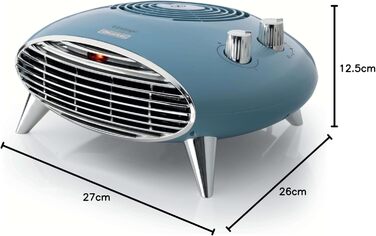 Електрообігрівач Ariete 8211, 2000 Вт, з термостатом, тихий, настільний, хромовані решітка і ніжки, світло-блакитний