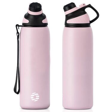 Спортивна термопляшка Fjbottle з нержавіючої сталі з магнітною кришкою, герметична та без BPA, для води та газованих напоїв, 1000 мл, Рожева