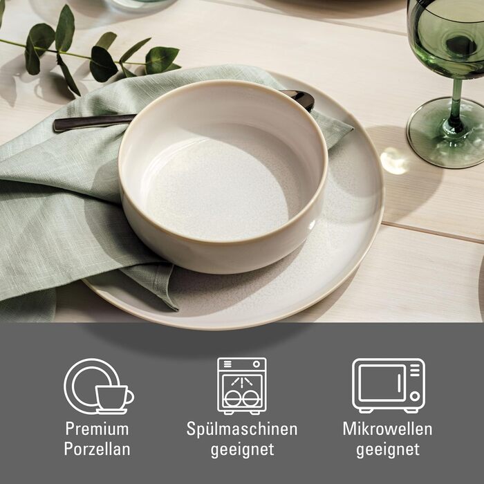 Сніданковий набір Villeroy & Boch Crafted Cotton, 6 предметів, білий, преміум порцеляна, мікрохвильова піч, посудомийка, стиль кераміки