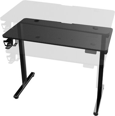 Електричний регульований стіл pro.tec Stryn 120x60 см, геймерський, з пам'яттю висоти, чорний