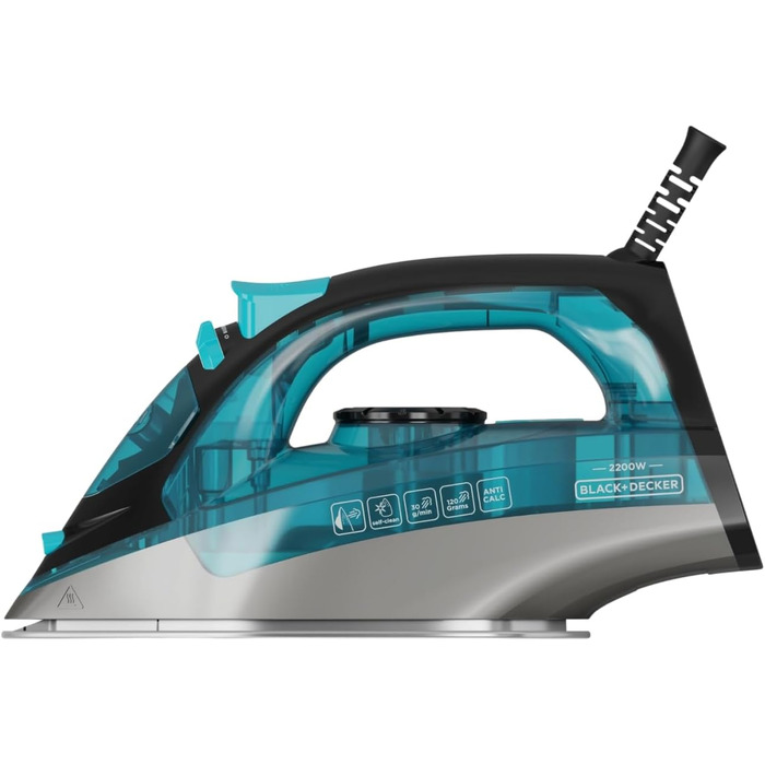 Праска BLACK+DECKER BXIR2605E з парою, 2600 Вт, нержавіюча підошва, антинакип, самоочищення, видаляє віруси та бактерії