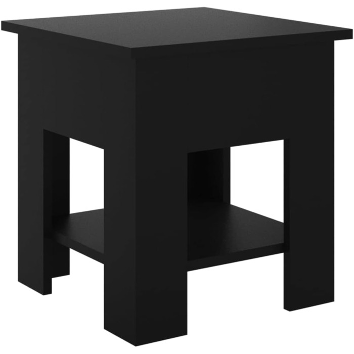 Журнальний стіл vidaXL з полицею, чорний, 40x40x42 см, деревостружкова плита, для вітальні, кавовий та приставний стіл