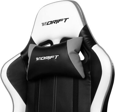 Ігрове крісло DRIFT DR175GRAY, професійне, екошкіра, 2D підлокітники, клас 4, обертальне, чорний/сірий