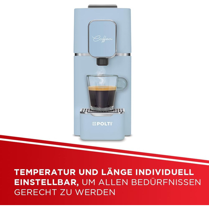POLTI Coffea S15W: Еспресо-машина з сумісністю з E.S.E. Pads 44 мм, об'єм бака 0,85 л, тиск помпи 19 Bar, білий (світло-блакитний) колір