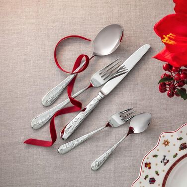 Набір столових приборів Villeroy & Boch Toy's Delight 30 предметів, сріблясто-платиновий, нержавіюча сталь, для 6 осіб, з різдвяними мотивами