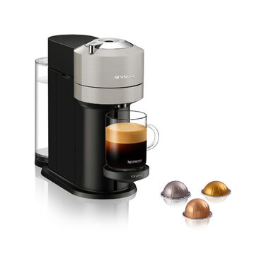 Nespresso Krups XN910B Vertuo Next: Кавомашина капсульна, 1.1л, розпізнавання капсул, 6 розмірів, сірий
