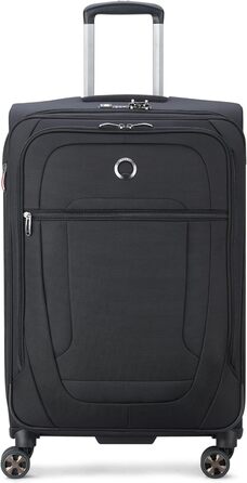Велика м’яка валіза DELSEY PARIS Helium DLX 84 л, чорна, розсувна, 71×45×33 см