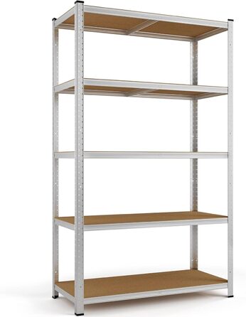 Стелаж Monzana 160x90x40 см, 700 кг, 4 полиці МДФ, важкий металевий стелаж для складу, гаража, майстерні