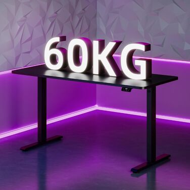 SANODESK електричний регульований стіл 110x60 см, ігровий стіл з цілісною стільницею, пам'ять положень, чорний