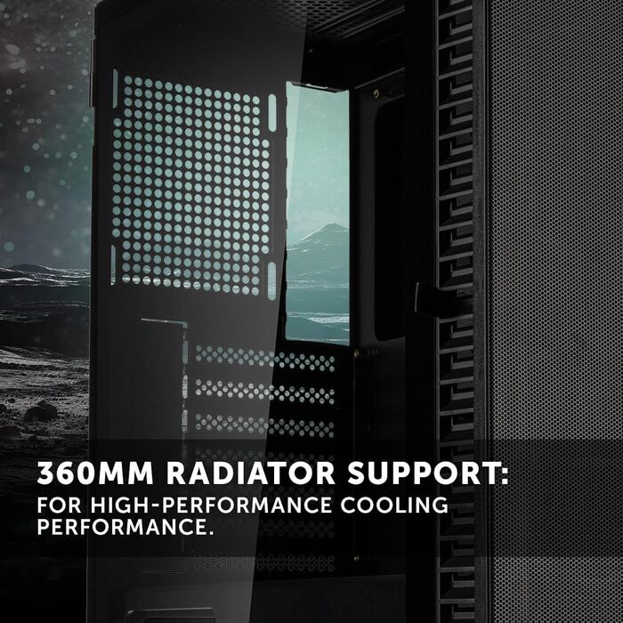 Корпус для ПК Kolink Observatory HF Mesh Core, чорний, з сітчастою передньою панеллю, відмінна вентиляція, підтримка відеокарт до 330 мм