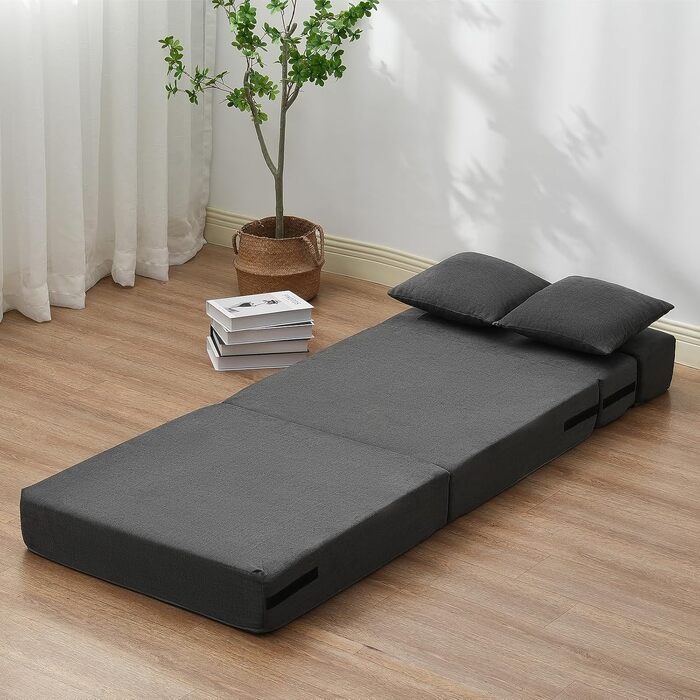 Диван-ліжко VEVOR 3-в-1 розкладний, з подушками, знімним чохлом, піна Memory Foam, сірий (односпальний) 1860x730x150 мм