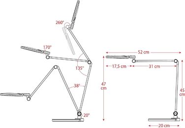 Світлодіодна настільна лампа FeinTech LTL00620 з бездротовою зарядкою, сріблясто-сіра