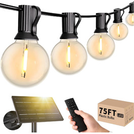 Гірлянда вулична LED 45м G40, тепла біла, IP44, для саду, тераси, весіль, свят, 24V (Солярна - 22м)