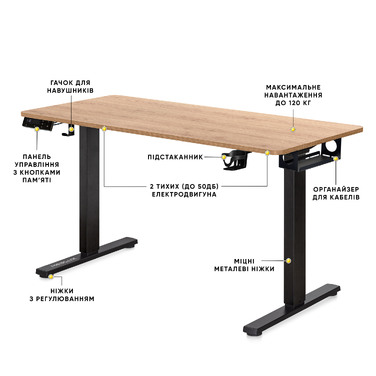 Стіл Mealux PowerDesk Duo XL Mahogany (арт. EVO-252 Duo Mahogany/B)