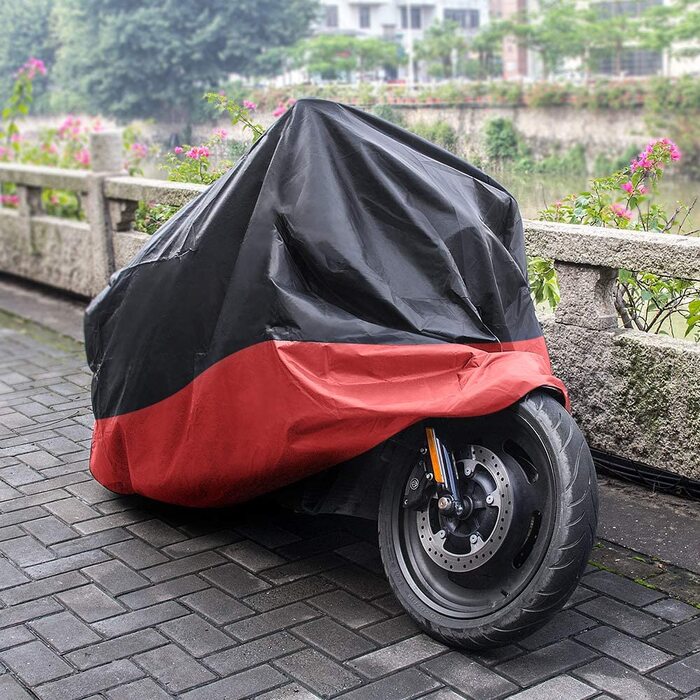 Водонепроникний чохол для мотоцикла 210D Oxford, захисна накидка для Harley-Davidson, Suzuki, Yamaha, 3XL (265×105×125 см), червоний, для вулиці, захист від подряпин