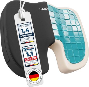 maxVitalis Ортопедична гелево-піна подушка для сидіння, ергономічна сидушка з ефектом пам'яті, для правильної постави та зняття тиску
