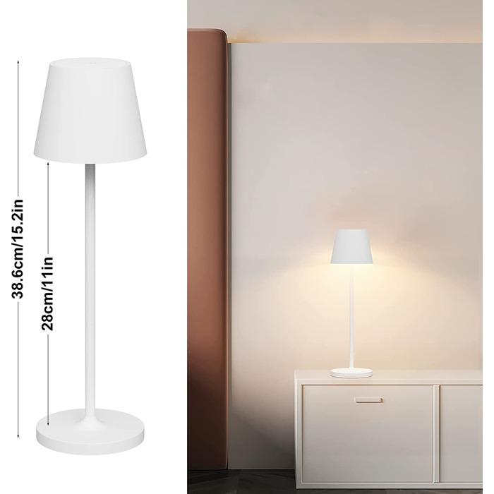 Klighten Набір з 2 димованих LED настільних ламп, тепле світло 3000K, акумуляторні, дизайнерські, USB зарядка, темно-сірий алюміній, для дому та вулиці