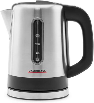 Електрочайник GASTROBACK Design Mini 1 л, нерж. сталь, індикатор рівня, підсвітка, функція підігріву, 2200 Вт, чорний