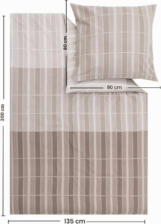 Постільна білизна s.Oliver Satin-Flanell бавовняна, бежева в клітинку, 135x200 см та 80x80 см