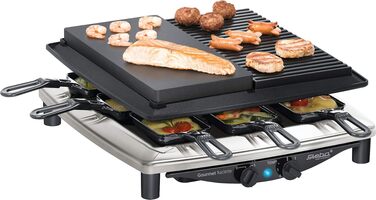 Мультигриль 3в1 Steba RC 4 plus deluxe: раклет, гриль та гарячий камінь, 1.5 кВт, нержавіюча сталь/чорний