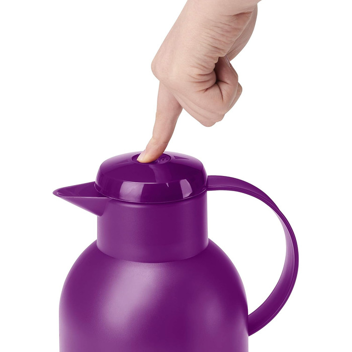 Термос Emsa Samba 1,5 л з Quick Press, 12 год гаряче, 24 год холодне, прозорий баклажанний