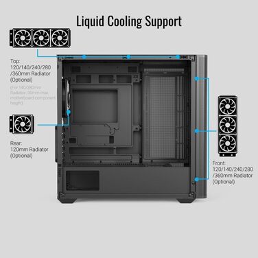 Корпус для ПК AeroCool D301A, ігровий Mid-Tower, оптимізований повітряний потік, дерев'яна Mesh-панель, 4 RGB-вентилятори, USB Type-C, сумісний з ASUS/MSI M-ATX, чорний